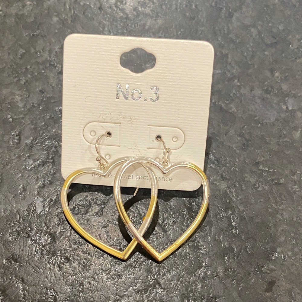 Gold Heart Outline Hoop Earrings for Women